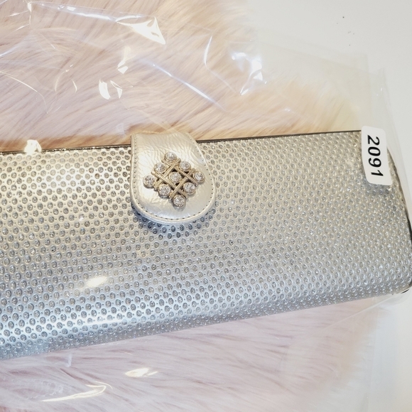 Silver Glitter Formal  satchel Clutch Evening bag - Picture 10 of 10